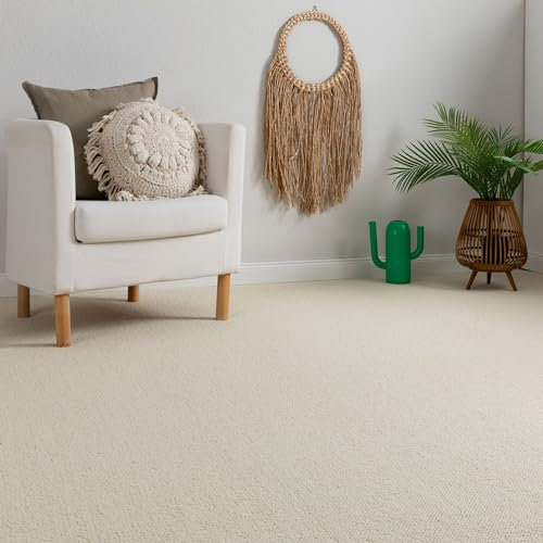 Steffensmeier Teppichboden Sydney Meterware | Auslegware Schlinge, 100% Schurwolle | Weiß, Größe: 100x400 cm