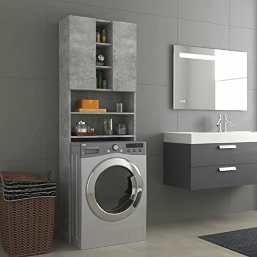 Vopese Washing Machine Cabinet Concrete Grey 64x25.5x190 cm, Dryer Accessory Bathroom Cabinet, Washroom Laundry Room Home Furniture Washer Cupboard Storage Rack Cabinet