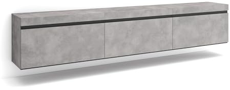 Skraut Home | Mueble TV | Televisión | Muebles de salón, almacenaje | 240x45x35 cm | Colgado, Suspendido | Estilo Moderno | Cemento