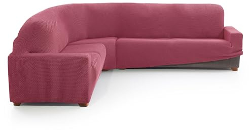 MAXIFUNDAS | Housse Extensible pour Canapé d’Angle | Modèle Relive | Haute élasticité et Ajustement Parfait | Couleur Fuchsia Clair | Fabrication Espagnole