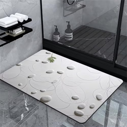 Hinnin Alfombra de Baño Antideslizante 50x80cm Súper Absorbente Alfombras Alfombrilla Ducha, Alfombra Pequeña Alfombrilla Baño Diatomita Baño, Rápido Lavable Tapete para Bañera, Cocina, Ducha White