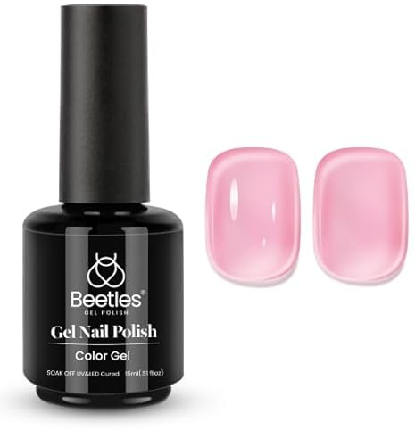 Beetles UV Jelly Gel Nagellack Rosa - 15 ml Erste Liebe Neutral Gel Polish Nackt Durchscheinend Gellack für Frauen Mädchen nfänger Nail Art Maniküre DIY