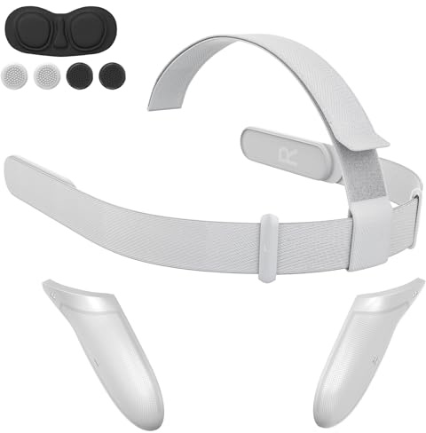 Original Head Strap Kit for Oculus Quest 2 Headset, Replacement HeadStrap for Meta Quest 2 —Oculus Quest 2 Head Strap，1 Pair Battery Covers，EVA Lens Cap，4pcs Joystick Caps