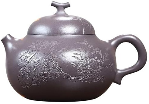 Théières Pour Cuisinière Théières anciennes en argile violette de 220ML, bouilloire sculptée à la main, service à thé Zisha, théière chinoise Bouilloire Grande Capacité pour Le Thé Café