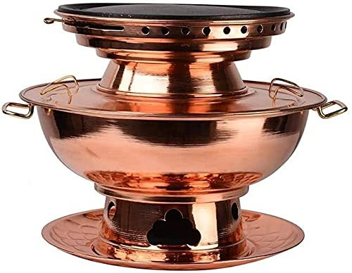 fondue， Olla caliente tradicional china, olla caliente mongol, olla caliente de cobre puro, olla caliente antigua de Beijing, olla caliente espesada de cobre puro(38CM)