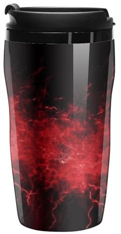 Stanley-Kaffeetasse mit Deckel, 340 ml, Kaffeebecher, Kunststoffbecher, versiegelter Trinkdeckel, Wasserbecher, Teetasse, Explosion, rot und schwarz, bedruckte Tassen, passt in Auto-Becherhalter