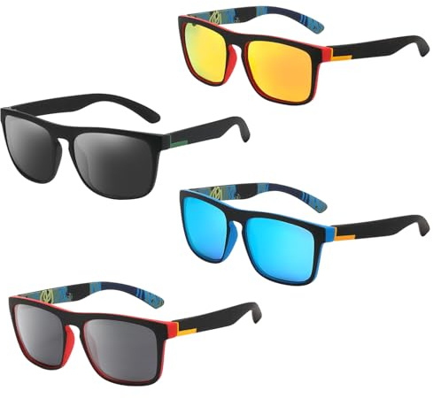 RCYHCY 4 Paar Polarisierte Sonnenbrille, Polarisierte Sonnenbrille Herren/Damen, Vintage/Klassisch/Elegant Brillengestell, UV400 Schutz Sunglasses, für Angeln, Fishing, Fahren, Ski