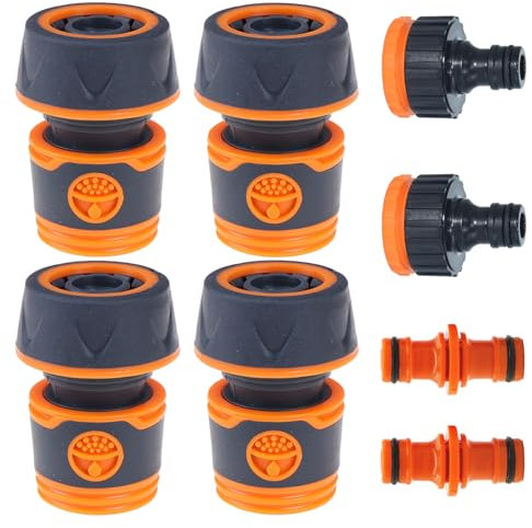 MOAZIFI Schlauchverbinder 3/4 Zoll, 8 Pcs Premium Set, Kupplung und Gartenschlauch Anschluss - Hochwertige Schlauchkupplung für Gartenbewässerung, Autowäsche und Haushaltsnutzung, Robustes Leckfreies