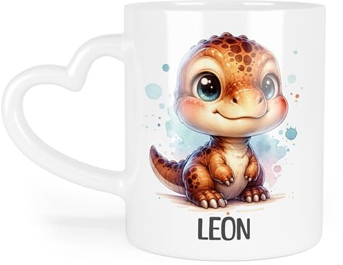 Kiddle-Design Kindertasse mit Namen Personalisiert, Personalisierte Tasse Kinder mit Waschbär, Namenstasse Waschbärtasse, Kinderbecher als Geschenk zur Taufe, Geburt Weihnachten - Emaille Tasse