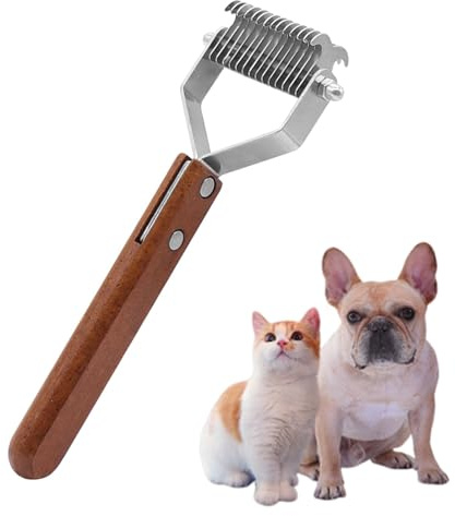 Unterwollbürste & Unterfellbürste für Hunde Katzen, Hundebürste & Katzenbürste für shorthaar, Coat King der Trimmstriegel, Entfernt Unterwolle Verfilzungen (Holzfarbe)