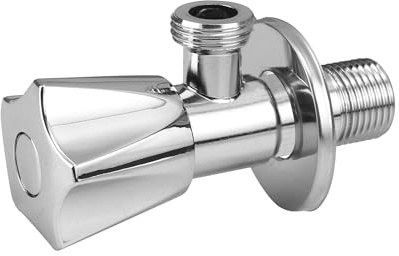 Angled Water Isolating Valve 1/2 x 1/2 BSP Wall Mounted Stop Isolation Valve Chrome Angle Valve for Basin Sink, Warmer System and Toilet 1 Pack