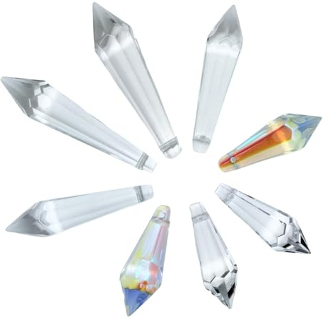 8 TLG. 'Spitzen' 38mm、55mm、63mm Crystal 30% PbO，Feng Shui Suncatcher Set aus 38-63mm Kristallen für Regenbogeneffekt