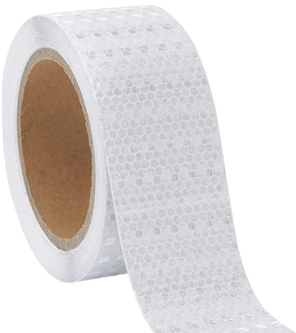 Jortmrd Cinta Reflectante Adhesiva Blanca 10 m x 5 cm Cinta reflectante impermeable Autoadhesiva, pegatina reflectante para bicicletas, vehículos, coches