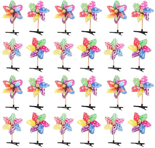 BESPORTBLE 24 Stück Kleine Haarspangen Mit Windradmotiv Für Teenager Mädchen Bunte Haarclips Aus Kunststoff Und Eisen Für Homeschooling Geburtstagsfeiern Haaraccessoires