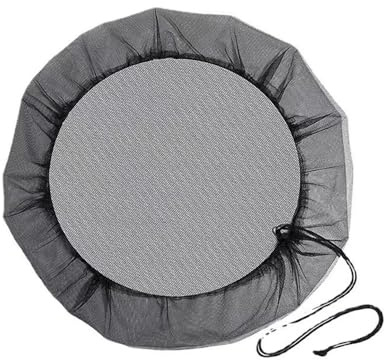 Cubierta de malla de 150 cm para barriles de lluvia, cubierta de red de barril de lluvia con cordón, para barriles de lluvia redondos, cubos de recogida de agua de jardín al aire libre, protector de