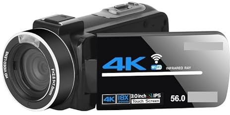 Camescope Numerique, Caméscope 4k complet caméra vidéo professionnelle diffusion en direct Vision nocturne 58MP photographie appareils photo numériques enregistrement Vlog(64G SD Card,Standard)
