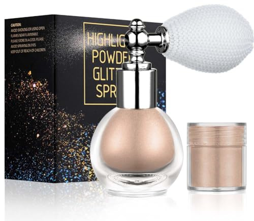 ALIIP Spray Purpurina Polvo, 4g Spray Brillante para Cuerpo, Pelo, Ropa y Maquillaje Cara, Shimmer Rociar Holográfico, Glitter Pulverización de Polvo con 3g Recarga para Carnaval y Halloween Festival