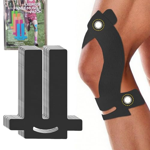 NEUJUS Kinesiologie Tape Knie, vorgeschnitten, 12 Stück, Baumwolle, Schmerzlinderung & Muskelunterstützung, wasserfest, atmungsaktiv, Sport & Physiotherapie (12 Stück schwarz)