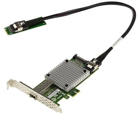 KALEA-INFORMATIQUE M2-Karte 1 Netzwerkanschluss Glasfaser SFP+ 10G 10 GIGABIT ETHERNET für M.2 M Key-Anschluss, mit Intel JL82599EN-Chipsatz. SFF-8087-Verbindung 40 cm. | M2 10G SFP Plus Karte mit Intel 82599 und SFF8087 Kabel