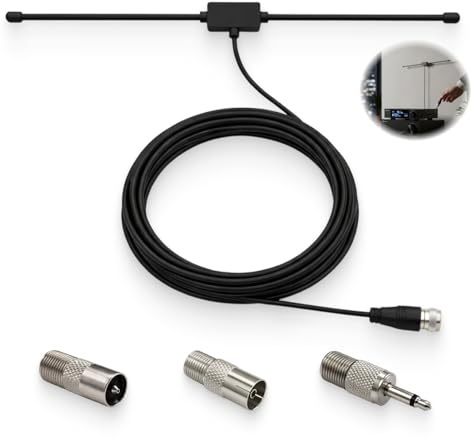 DAB UKW Radio Antenne FM Dipolantenne 3 m Kabel, Radio Antenne 75 Ohm UNBAL, FM Dipolantenne als UKW Zimmerantenne für Stereoanlage, Autoradio Antenne und DAB Antenne für Stereoanlage