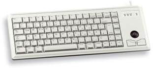 CHERRY G84-4400, Kompakte Tastatur mit Trackball, UK-Layout (QWERTY), Kabelgebunden (USB-Anschluss), 2 Maustasten, Mechanische CHERRY ML Switches, Grau