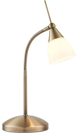Endon Range 33W Antique Brass & White Glass Decorative Touch Dimmer Task Table Lamp