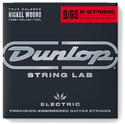 Jim Dunlop DEN0965 8/Str Saiten für E-Bass, Nickel/Stahl, 8-teiliger Saitensatz