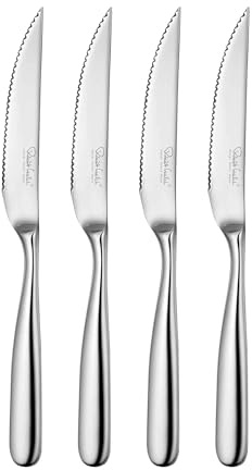Robert Welch Stanton Bright Steak Knife, Set of 4: Made from Premium 18/10 Stainless Steel. Dishwasher Safe for Easy Care.
