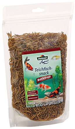 Dehner Aqua Teichfischfuttersnack, Ergänzungsfutter für Fische, Snack für Teichfische, 100 % natürlich, hoher Proteingehalt, Mehlwürmer, 160 g