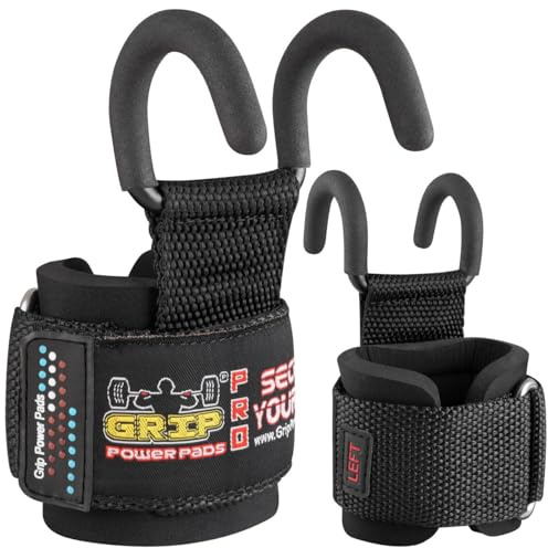 Weight Lifting Rod Hooks Heavy Duty Wrist Wraps Power Weight Lifting Training Gym Grips Straps Set of 2
