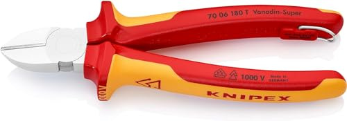 KNIPEX Seitenschneider in Blister verchromt isoliert mit Mehrkomponenten-Hüllen, VDE-geprüft; mit integrierter isolierter, 70 06 180 T BK