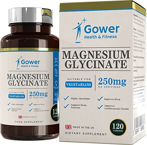 GH Magnesium Glycinat, 120 Kapseln, 250mg Magnesium Bisglycinat | Magnesiumbisglycinat pro Portion | Hochdosierte Magnesium Glycinate Kapseln | Gentechnik- & Allergenfrei | Hergestellt in GB