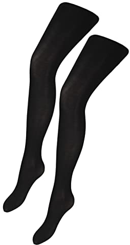 TupTam Feinstrumpfhose Mädchen 40 DEN – Mikrofaser Strumpfhose Mädchen im 2er Pack – Halbtransparent & Bequem, Farbe: Schwarz, Größe: 140-146