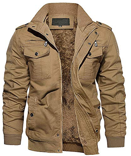 EKLENTSON Winter Jacket for Men Field Military Fashion Jackets Cargo Work Coat Thermal Fleece Lined Warm Coat Men