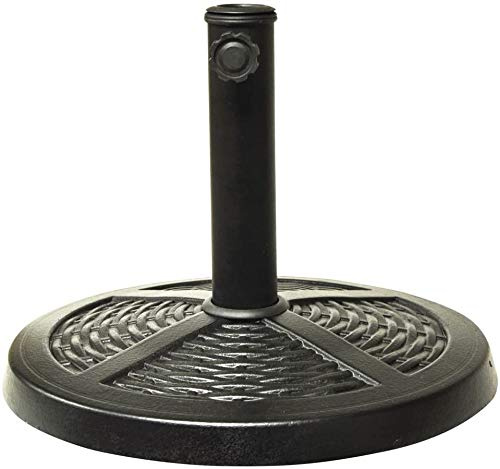 Garden Mile Round Rattan Effect Garden Parasol Umbrella Base - Heavy Duty Strong Stable Hardwearing Furniture Umbrella Stand for Patio, Garden, Outdoor, Yard Decor - Black (10Kg)