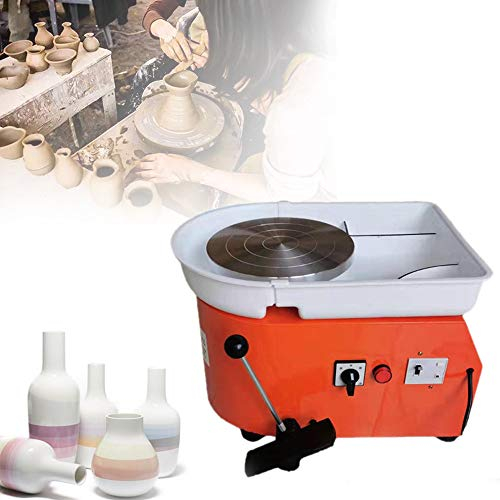HGJDKSJ Tornio per Ceramica, Utensili in Argilla Fai-da-Te con Manici E Pedali, velocità Regolabile E Vasca Mobile Staccabile, per L'insegnamento dei Bambini E L'hobby della Ceramica,Orange