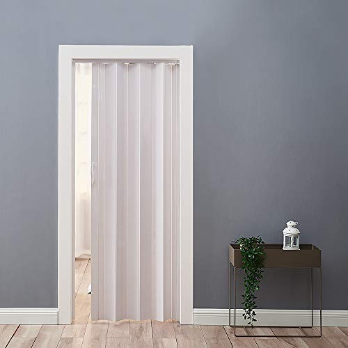 Kitchen Bathroom PVC Concertina Accordion Folding Door Magnetic Catch 860 * 2030 * 12mm, White