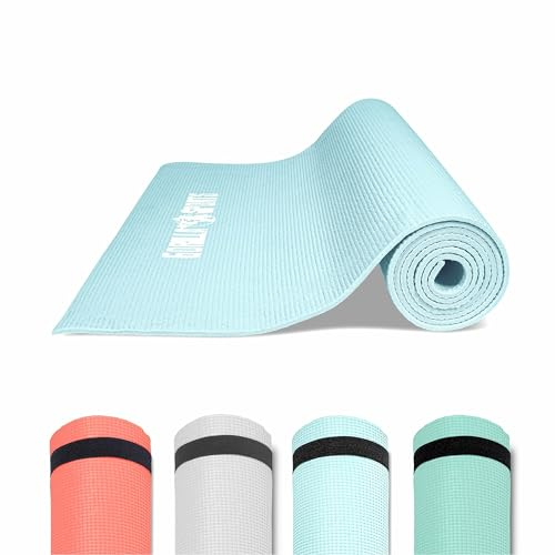 GORILLA SPORTS® Yogamatte - mit Tragegurt, 180 x 60 x 0,5 cm, Rutschfest, Leicht, Farbwahl - Fitnessmatte, Sportmatte, Gymnastikmatte, Pilatesmatte, Übungsmatte, Yoga Matte