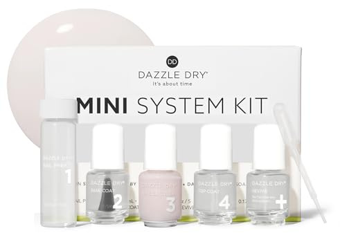 Dazzle Dry Mini Kit 4 Step System - Prima Ballerina, a sheer and milky delicate pink that makes a beautiful French base. (5 Piece Kit / 5 Manicures)