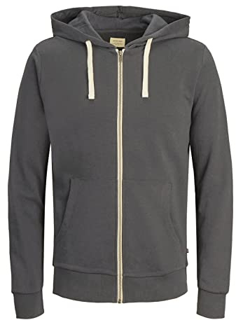 JACK & JONES Jjeholmen Sweat Zip Hood Noos sweatjacka för män, Grå (asfalt/reg fit), XXL
