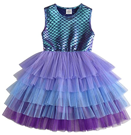 VIKITA Mädchen Kleider Meerjungfrau Prinzessin Tüll Party Hochzeit Kleid Gr.86-128