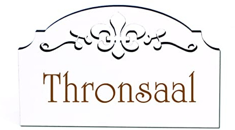 Thronsaal WC Türschild Schild Holz selbstklebend Ornamente Toilettentür Deko 15,5 x 9,5 cm | Dekolando