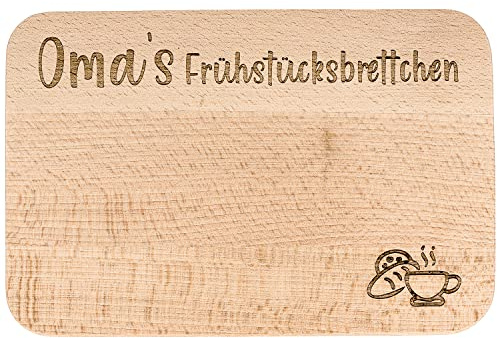 Spruchreif | Frühstücksbrettchen mit Gravur „Oma´s Frühstücksbrettchen“ – Geschenk für Großeltern & Oma | Brotzeitbrett mit Gravur