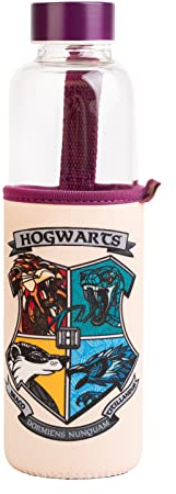 Grupo Erik Trinkflasche Harry Potter Wasserflasche Glas Sportflasche Kinder - Wasserflasche Glas - Harry Potter Fanartikel - Harry Potter Geschenke Offizielle Lizenz