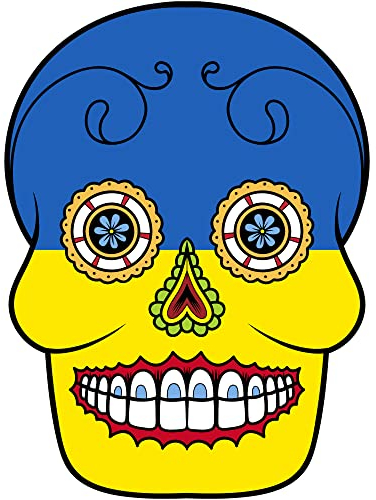 INDIGOS UG Auto Aufkleber Ukraine - Skull Totenkopf - 20x27cm - Heckscheibe selbstklebend - Sticker Tuning Boot Auto Laptop LKW