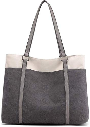 zhongningyifeng Bolso grande de lona para mujer, bolso de hombro para viajes, trabajo, múltiples bolsillos
