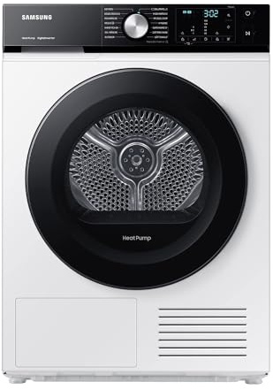 Samsung DV8GBBA225AE/EG Bespoke Wärmepumpentrockner, 8 kg, Hygiene+, Optimal Dry - Sensorgesteuertes Trocknen, 2-in-1 Komfortfilter, Super Kurz 35‘, Digital Inverter Motor, Weiß