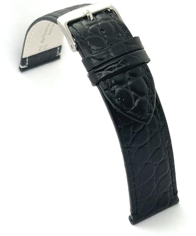 diloy Uhrenarmband Leder Krokoprägung rund P209 | Rindslederarmband für Damen und Herren, klassisch elegant, 2 mm, antiallergisches Futter, Schnellwechsel oder Werkzeug