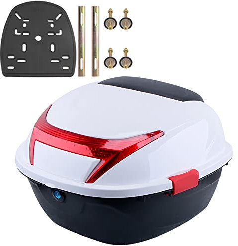 Motorrad Kofferraum Tour Heckbox Topcase ABS Wasserdicht AbschließBar Universal Harthelm GepäCkaufbewahrung mit Montagematerial für Motorrad Moped RüCkseitenkoffer ,A,11*15*16inch