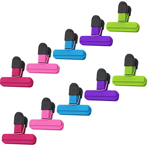 FVIZAL Food Clips,10Pcs Reusable Multicoloured Clips for Storage, Sturdy Sealing to Keep Fresh Freezer Sandwich Bag Ideal Snacks Coffee Home Kitchen Office Travel Camping (SPJ10ZYZYUK)
